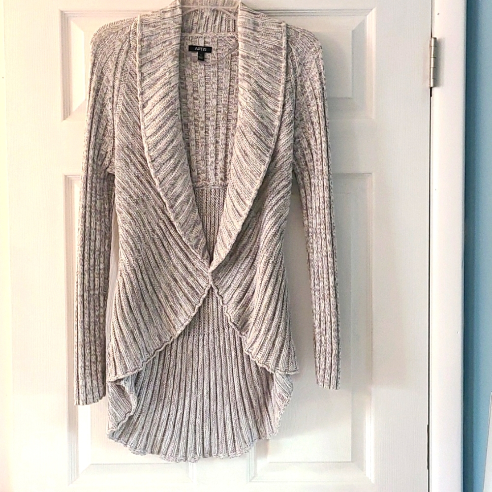 Apt.9 Waterfall Cardigan. Silver/ White  Size Small